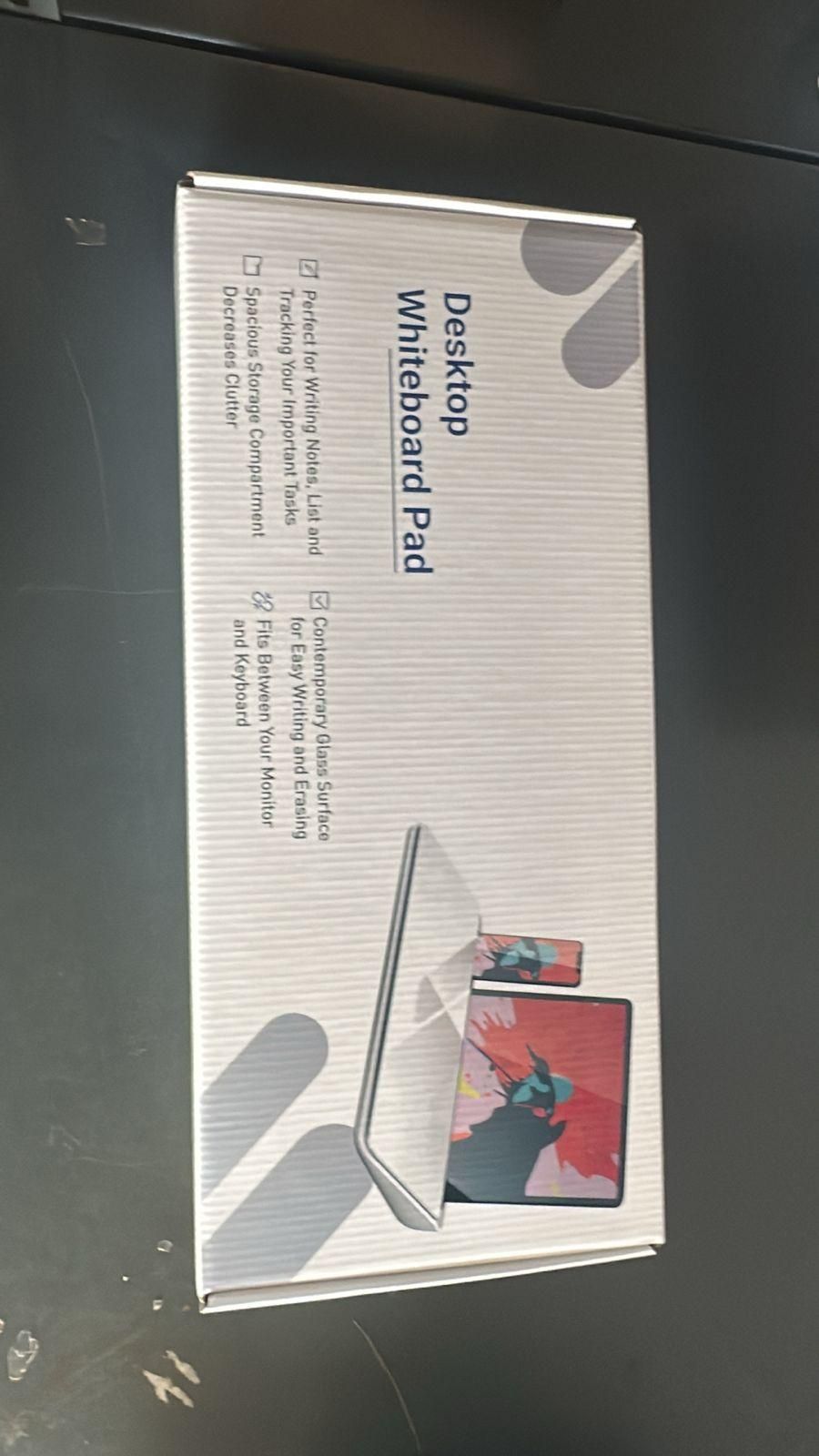 Desktop Whiteboard Storage Writing Board – Tempered Glass Reminder Board with Hidden Storage (12×12 cm)