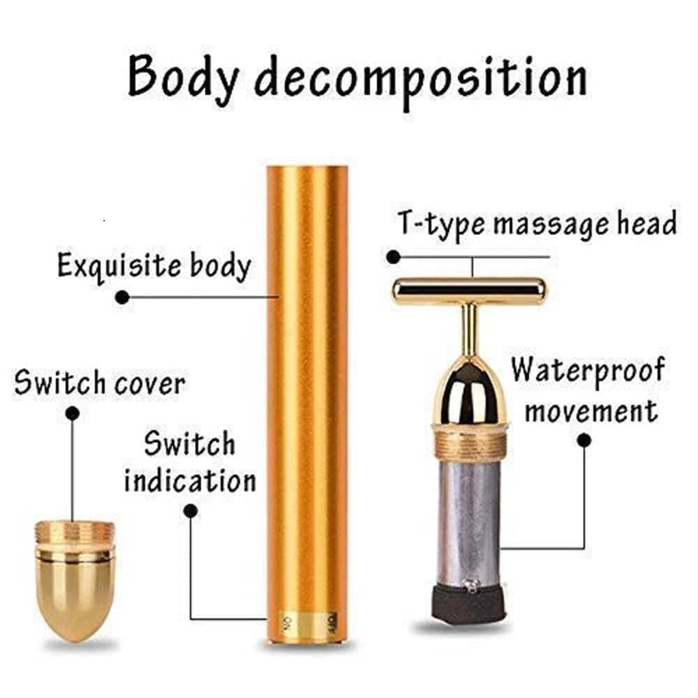 24K Gold Beauty Bar Electric Face Roller – Skin Tightening & Facial Massage Tool