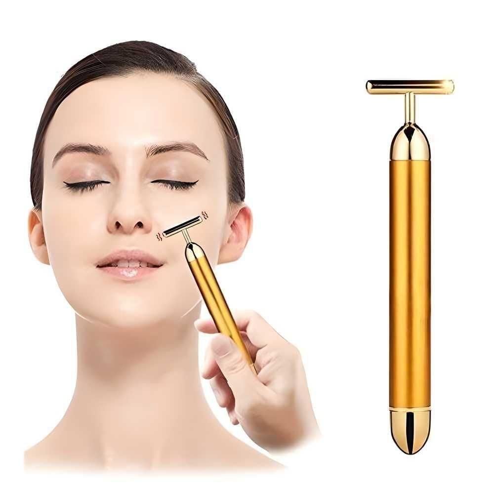 24K Gold Beauty Bar Electric Face Roller – Skin Tightening & Facial Massage Tool