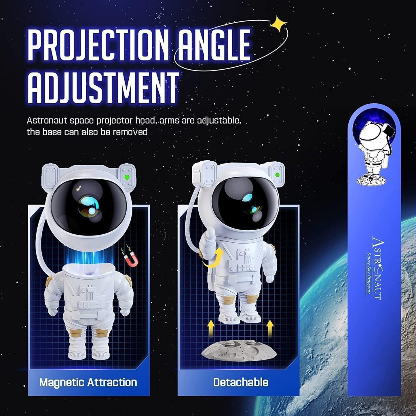 Astronaut Galaxy Projector – 360° Rotating Head with Remote Control