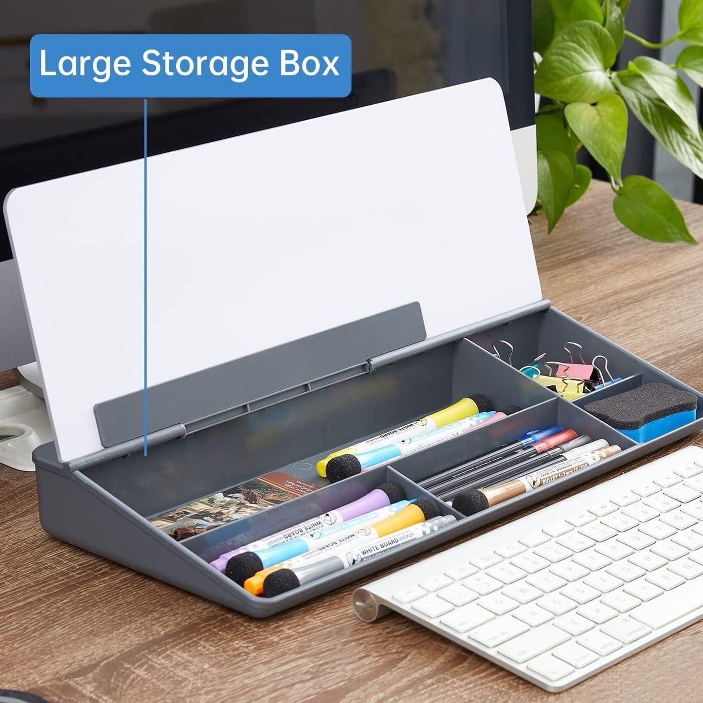 Desktop Whiteboard Storage Writing Board – Tempered Glass Reminder Board with Hidden Storage (12×12 cm)