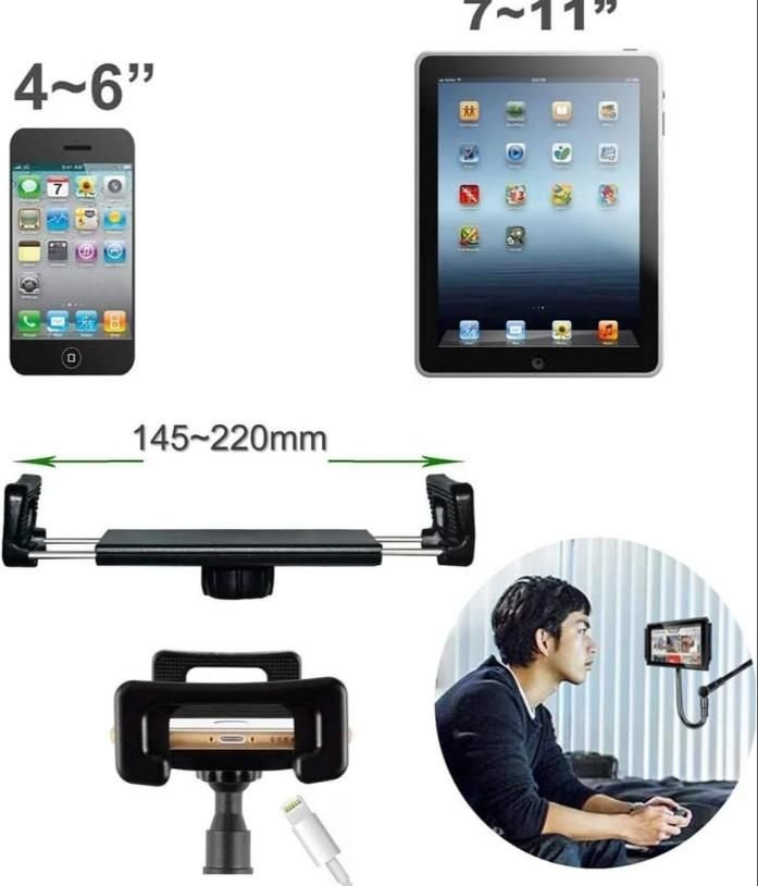 Flexible Mobile & Tablet Stand with 360° Adjustable Clip – Hands-Free Holder for Bed, Desk & Table