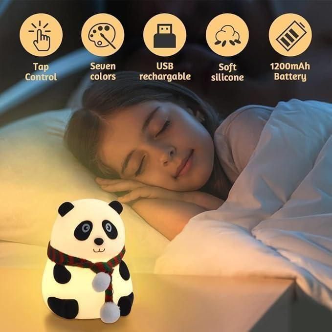 Cute Panda Light Lamp for Kids – Soft Silicone Night Light
