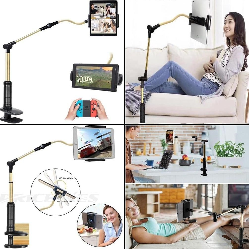 Flexible Mobile & Tablet Stand with 360° Adjustable Clip – Hands-Free Holder for Bed, Desk & Table